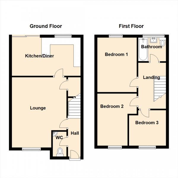 Floor Plan Image for 3 Bedroom Property for Sale in Bittern Close, Gateshead