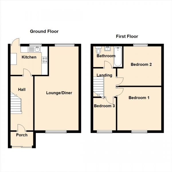 Floor Plan Image for 3 Bedroom Semi-Detached House to Rent in Crosby Gardens, Gatehead