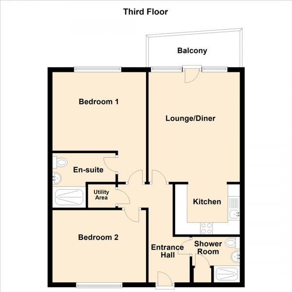 Floor Plan Image for 2 Bedroom Apartment to Rent in Worsdell Drive, Gateshead