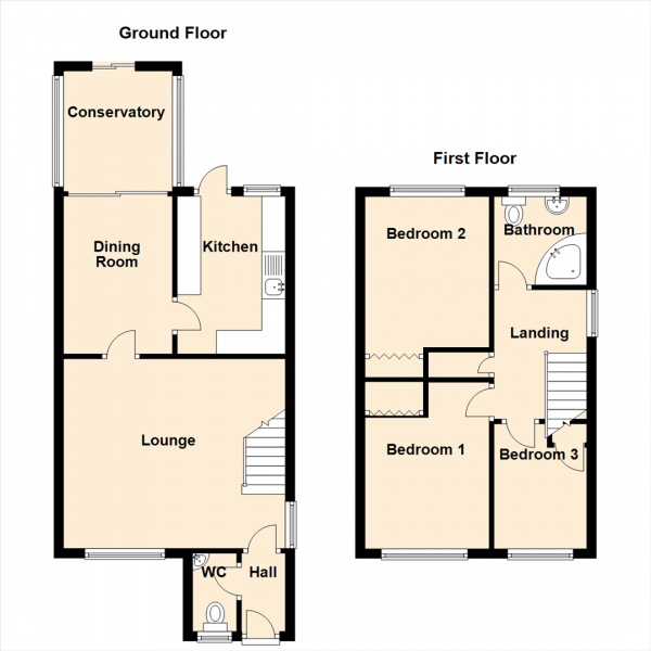 Floor Plan Image for 3 Bedroom Detached House for Sale in The Copse, Burnopfield, Newcastle Upon Tyne