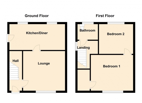 Floor Plan Image for 2 Bedroom End of Terrace House for Sale in Victoria Avenue, Gateshead