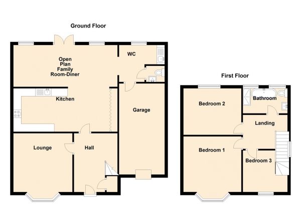 Floor Plan Image for 3 Bedroom Property for Sale in Laburnum Avenue, Gateshead