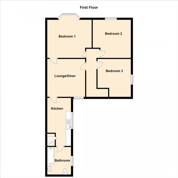 Floor Plan Image for 3 Bedroom Property to Rent in The Avenue, Felling, Gateshead