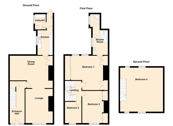 Floor Plan Image for 4 Bedroom End of Terrace House for Sale in Chandos Street, Gateshead