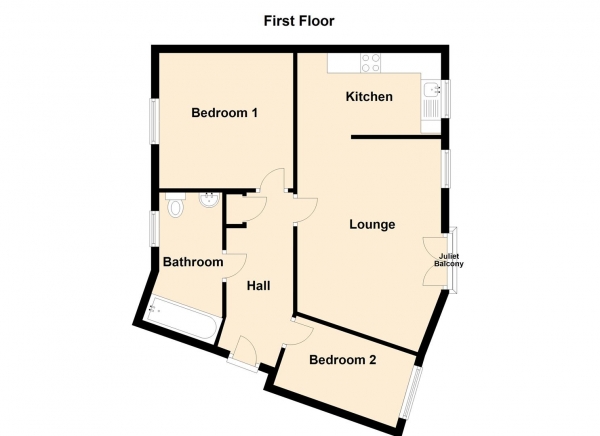 Floor Plan Image for 2 Bedroom Property for Sale in Redgrave  Close, St James Village, Gateshead