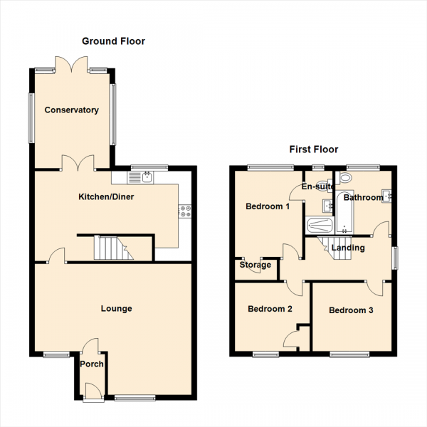 Floor Plan Image for 3 Bedroom Detached House for Sale in Manor Gardens, Gateshead