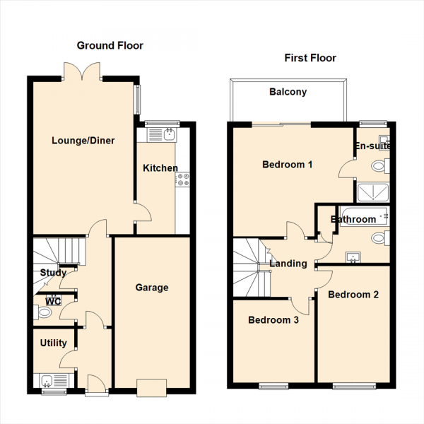 Floor Plan Image for 3 Bedroom Semi-Detached House for Sale in Grebe Close, Gateshead