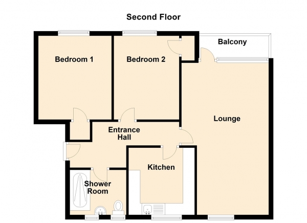 Floor Plan Image for 2 Bedroom Apartment for Sale in Wellington Court, Gateshead