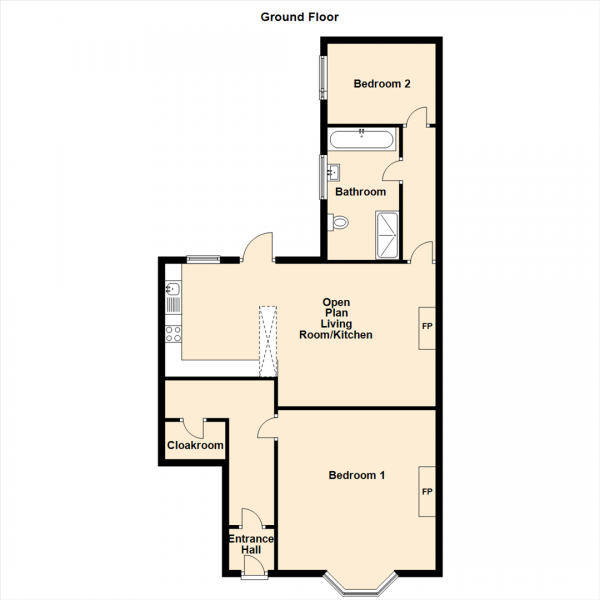 Floor Plan for 2 Bedroom Ground Flat for Sale in Rectory Road, Gateshead, NE8, 4RS - OIRO &pound125,000