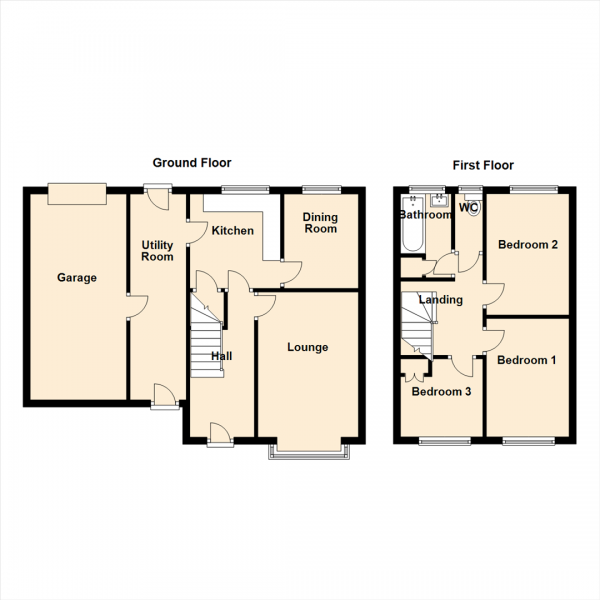 Floor Plan Image for 3 Bedroom Property for Sale in Rawling Road, Gateshead