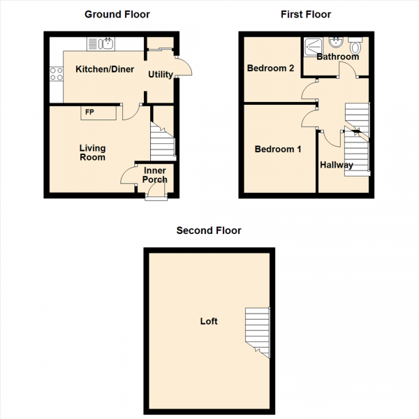 Floor Plan Image for 2 Bedroom Semi-Detached House for Sale in Grassbanks, Gateshead