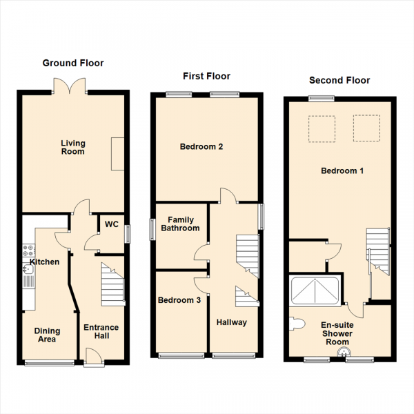 Floor Plan Image for 3 Bedroom End of Terrace House for Sale in Kellett Close, Washington