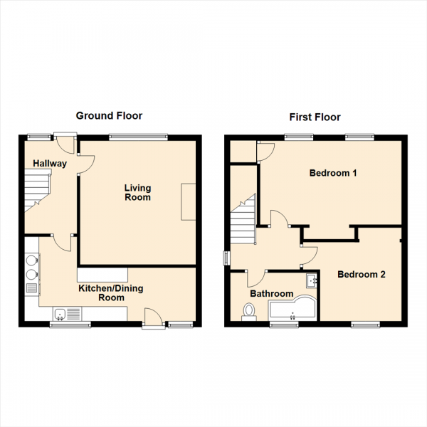 Floor Plan Image for 2 Bedroom Semi-Detached House for Sale in Kellsway, Gateshead