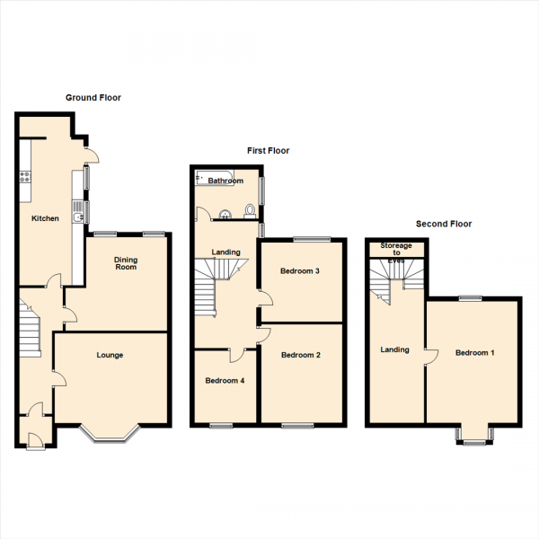 Floor Plan Image for 4 Bedroom Terraced House for Sale in Bensham Road, Bensham, Gateshead