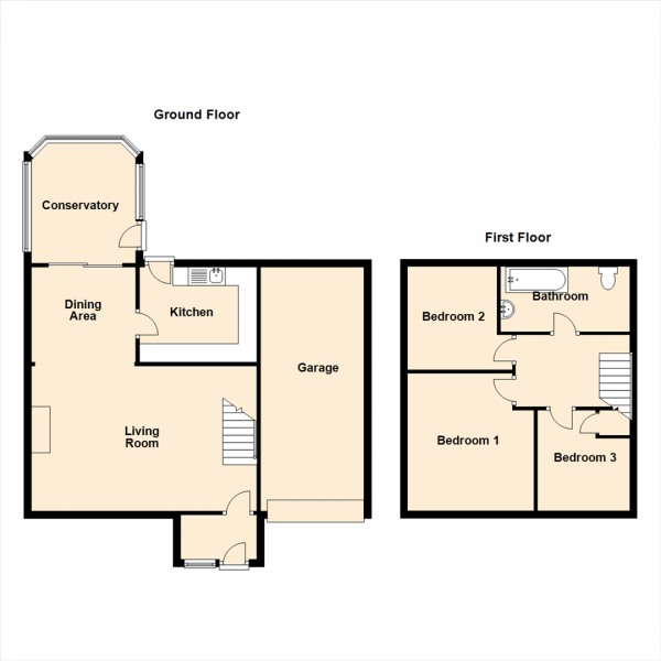 Floor Plan for 3 Bedroom Detached House for Sale in Briarsyde Close, Whickham, Newcastle Upon Tyne, NE16, 5UG - Guide Price &pound250,000