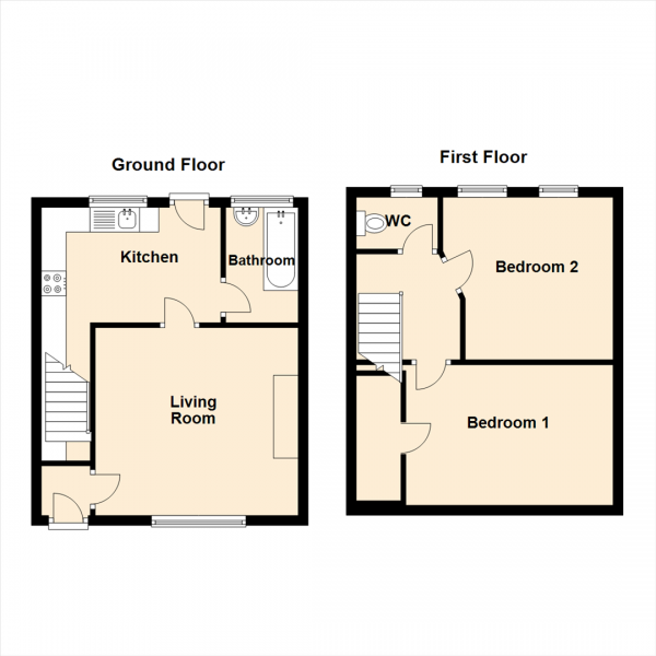 Floor Plan Image for 2 Bedroom Property for Sale in Montrose Crescent, Gateshead