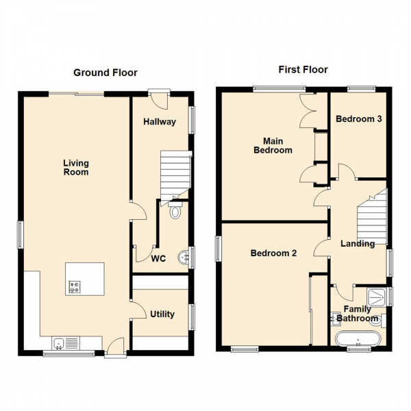 Floor Plan Image for 3 Bedroom Property for Sale in Stavordale Terrace, Gateshead