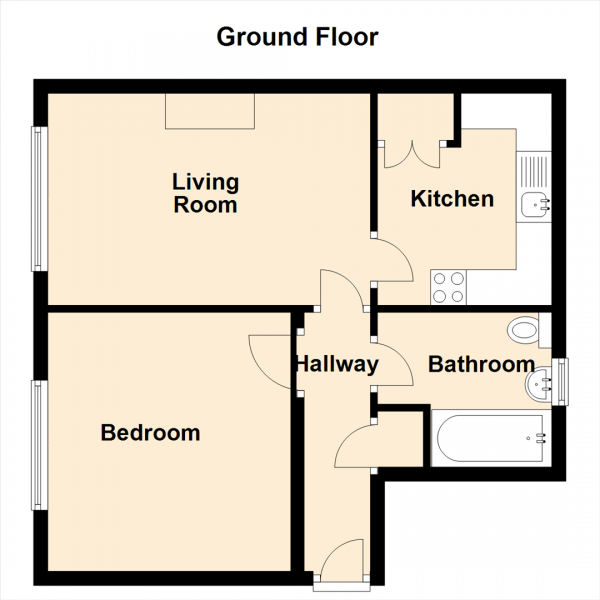 Floor Plan Image for 1 Bedroom Flat to Rent in Seaham Gardens, Gatehead, Wrekenton