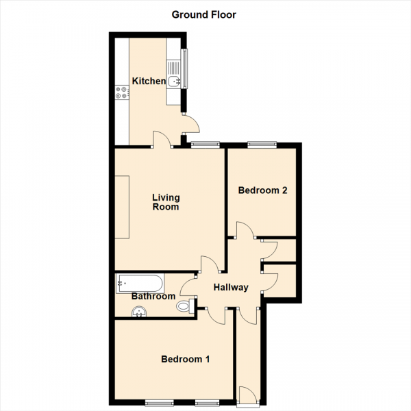 Floor Plan Image for 2 Bedroom Ground Flat for Sale in Rodsley Avenue, Gateshead