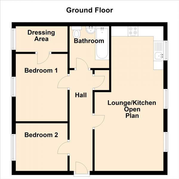 Floor Plan Image for 2 Bedroom Apartment to Rent in Sanderson Villas, St James Village, Gateshead