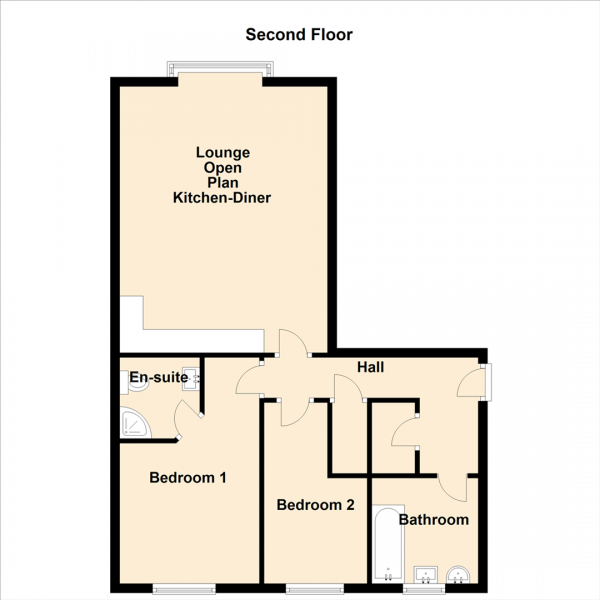 Floor Plan Image for 2 Bedroom Flat for Sale in Palatine Place, Gateshead