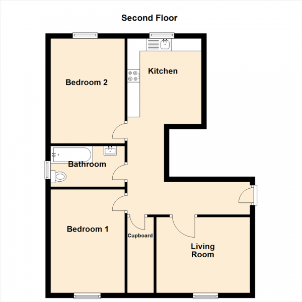 Floor Plan Image for 2 Bedroom Flat for Sale in Durham Road, Gateshead