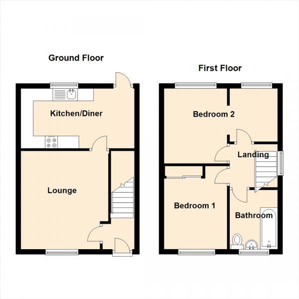 Floor Plan Image for 3 Bedroom Semi-Detached House for Sale in Hardwick Court, Gateshead