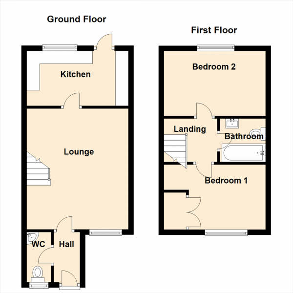 Floor Plan Image for 2 Bedroom Terraced House to Rent in Bittern Close, Dunston, Gateshead