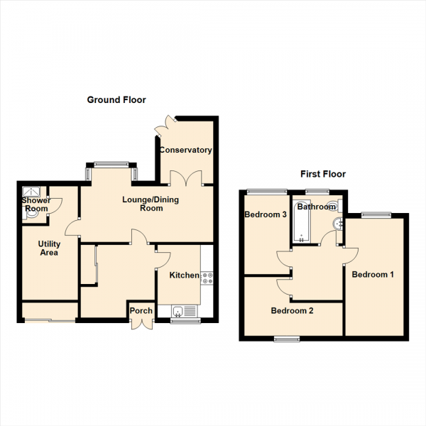 Floor Plan Image for 3 Bedroom Semi-Detached House for Sale in St. Vincent Court, Gateshead