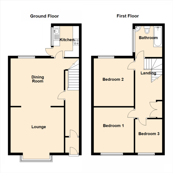 Floor Plan Image for 3 Bedroom Terraced House for Sale in Claremont North Avenue, Gateshead