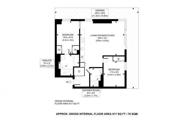 Floor Plan Image for 2 Bedroom Flat for Sale in Wards Place, Canary Wharf E14