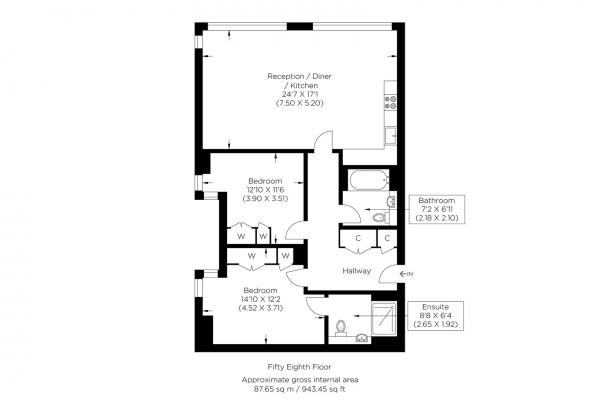 Floor Plan Image for 2 Bedroom Flat for Sale in Marsh Wall, Canary Wharf E14