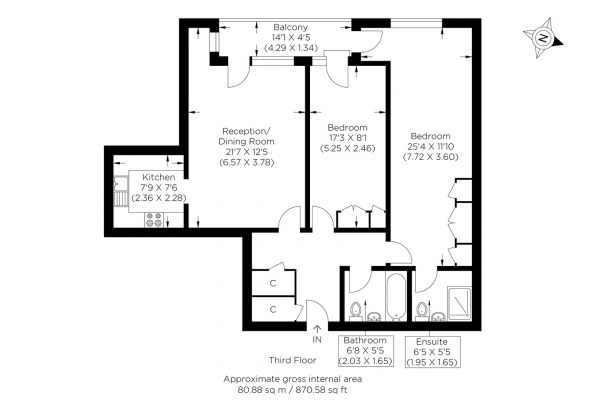 Floor Plan Image for 2 Bedroom Flat for Sale in Maritime Quay, Isle of Dogs E14