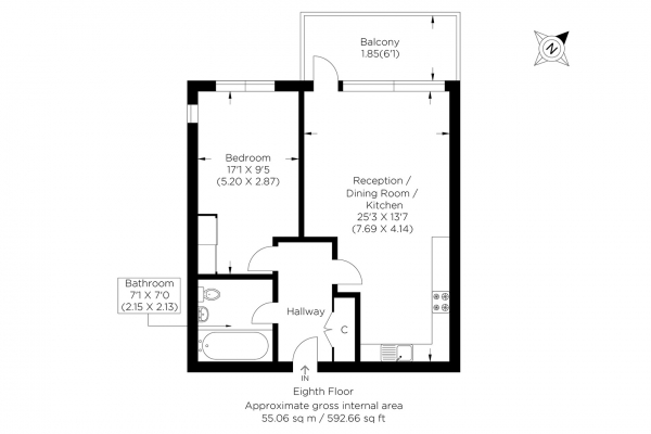 Floor Plan Image for 1 Bedroom Flat for Sale in Madeira Street, Poplar E14