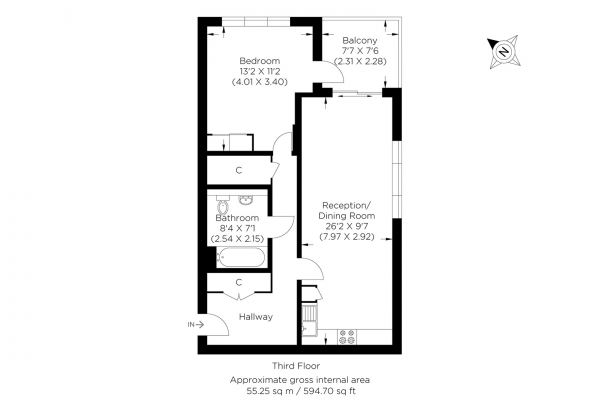 Floor Plan Image for 1 Bedroom Flat for Sale in Rookwood Way, Bow E3