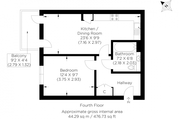 Floor Plan Image for 1 Bedroom Flat for Sale in Truman Walk, Bow E3