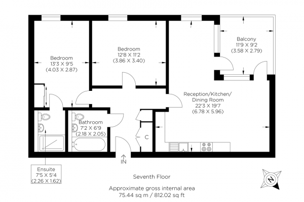 Floor Plan Image for 2 Bedroom Flat for Sale in Thomas Road, Poplar E14