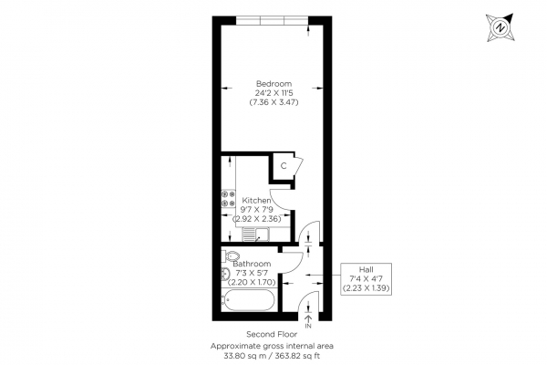 Floor Plan for Studio Flat for Sale in Taylor Place, Bow E3, Taylor Place, E3, 2PQ -  &pound235,000