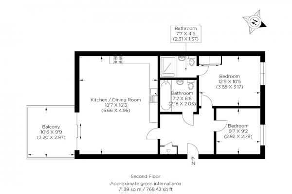 Floor Plan Image for 2 Bedroom Flat for Sale in Radial Avenue, Poplar E14