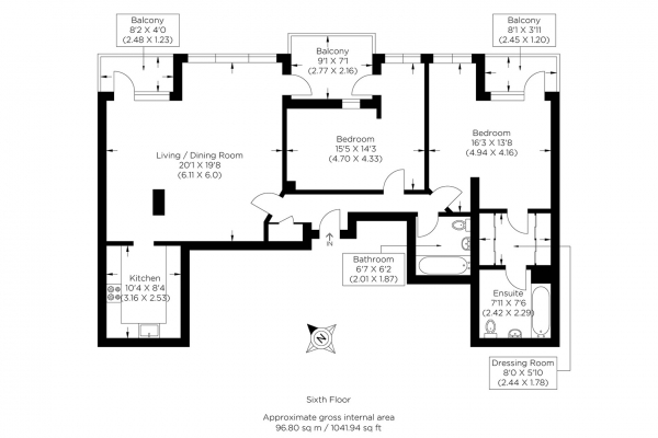 Floor Plan Image for 2 Bedroom Flat for Sale in Burrells Wharf Square, Isle of Dogs E14