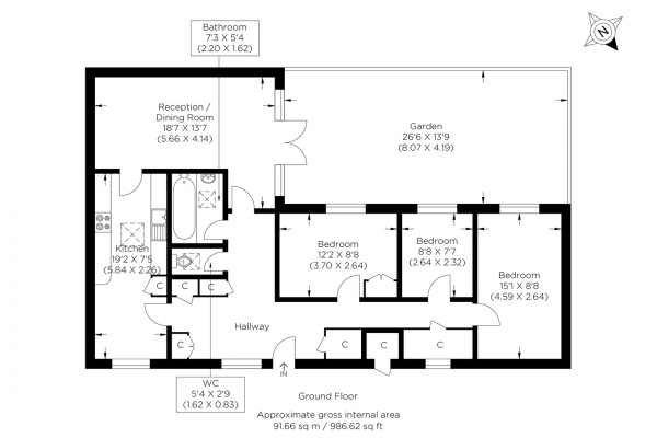 Floor Plan Image for 3 Bedroom Bungalow for Sale in Brinkworth Way, Hackney E9