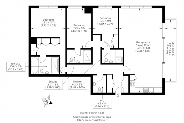 Floor Plan Image for 3 Bedroom Flat for Sale in Gauging Square, Wapping E1W