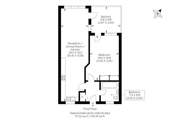 Floor Plan Image for 1 Bedroom Flat for Sale in Smeed Road, Hackney Wick E3