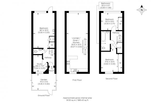 Floor Plan for 4 Bedroom Town House for Sale in Capstan Square, Isle of Dogs E14, Isle of Dogs, E14, 3EU -  &pound675,000
