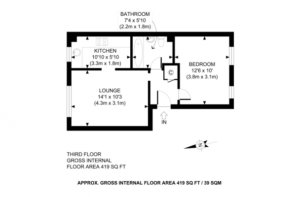 Floor Plan Image for 1 Bedroom Flat for Sale in Grinstead Road, Deptford SE8