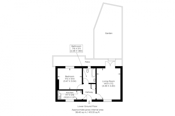 Floor Plan Image for 1 Bedroom Flat for Sale in Evelina Road, Nunhead SE15