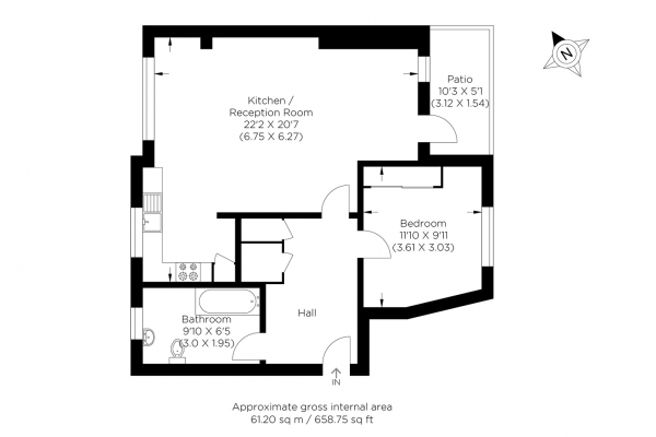 Floor Plan Image for 1 Bedroom Flat for Sale in Silwood Street, South Bermondsey SE16