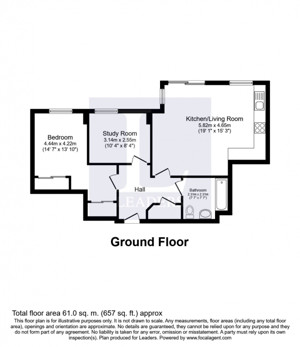 Floor Plan Image for 2 Bedroom Flat to Rent in St Marks Court, Church Hill Road, Surbiton