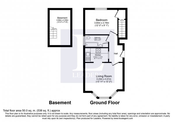 Floor Plan Image for 1 Bedroom Flat to Rent in Surbiton Hill Road, Surbiton