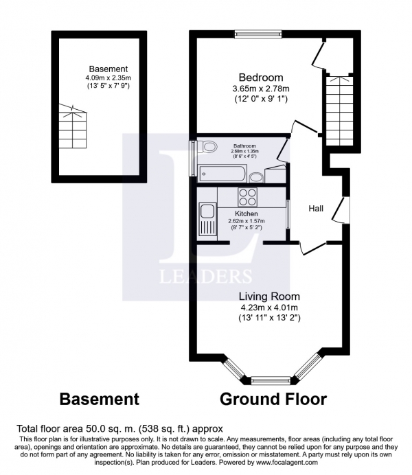 Floor Plan Image for 1 Bedroom Flat to Rent in Surbiton Hill Road, Surbiton